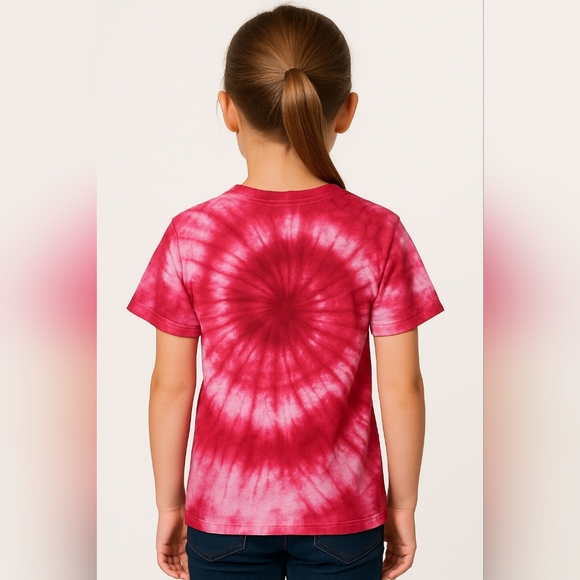 Kids Medium Juniors Small Tie Dye Spiral Design Tee Shirt - Picture 3 of 5